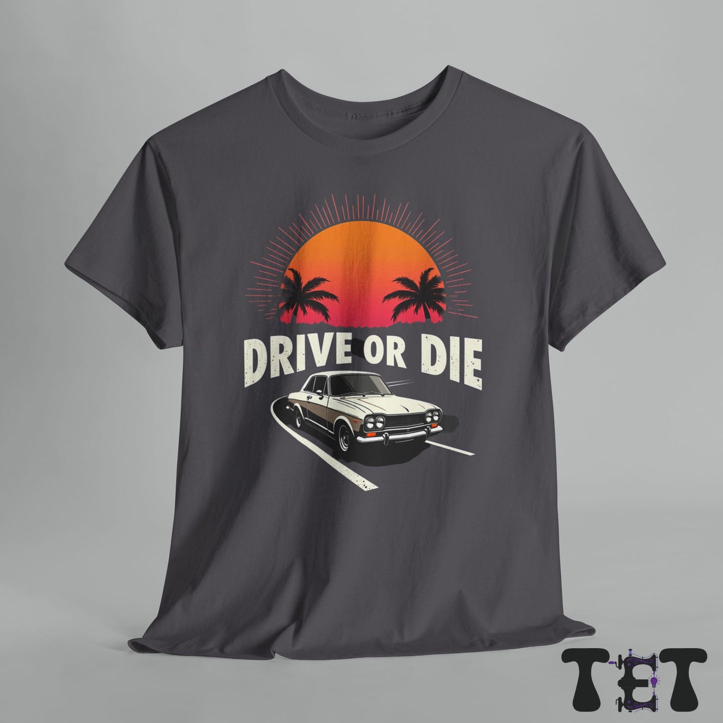Drive or Die Vintage Car Sunset Tee