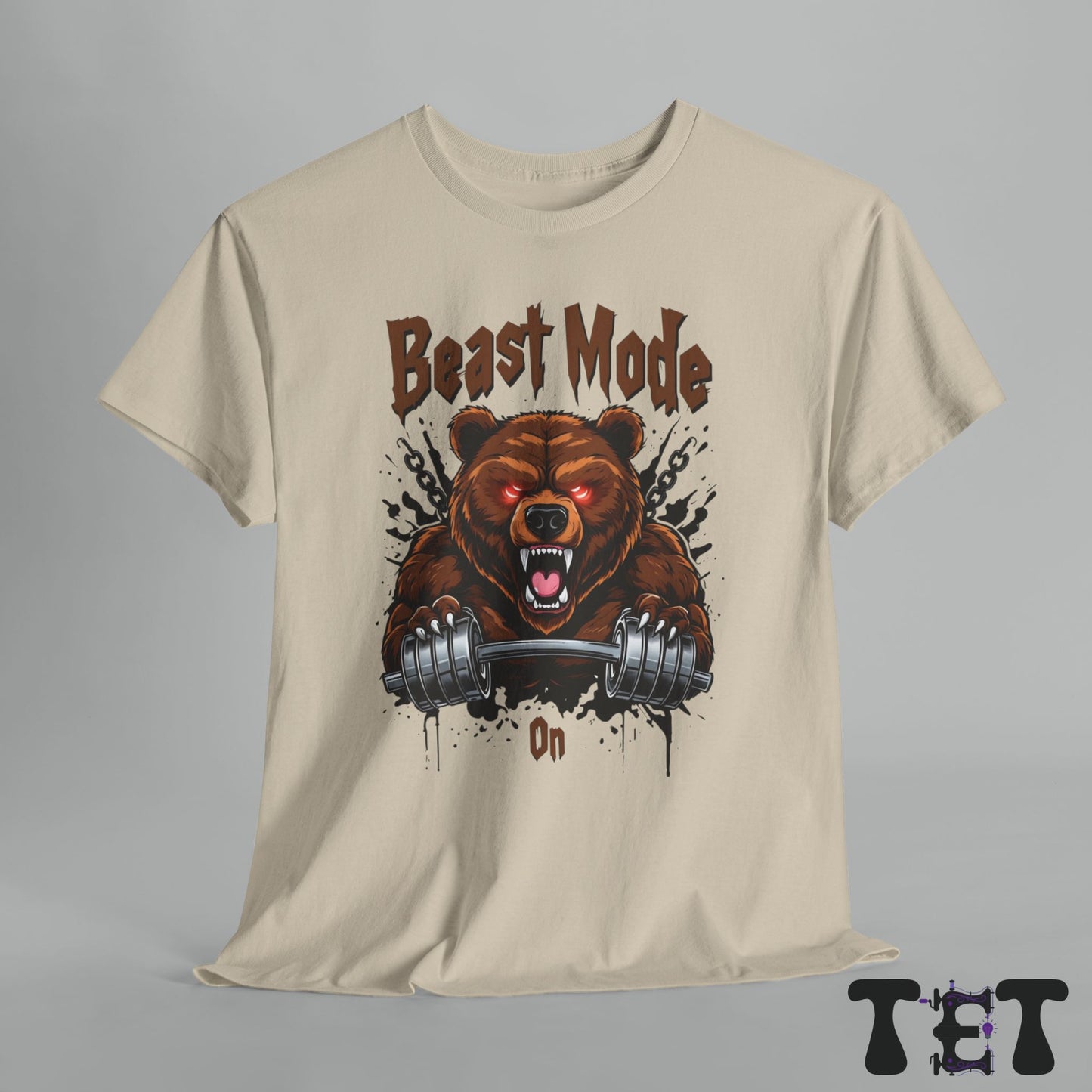 Beige Beast Mode Gym Tee