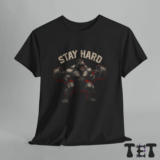 Stay Hard Fitness Tee, Gym Apparel, Unisex Heavy Cotton Shirt, Workout Motivation Tee, Strength Training Gift Idea, Fitness Lifestyle Top