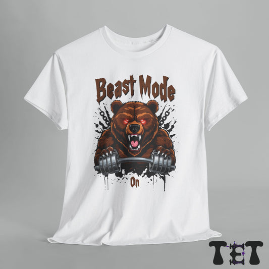 Beige Beast Mode Gym Tee