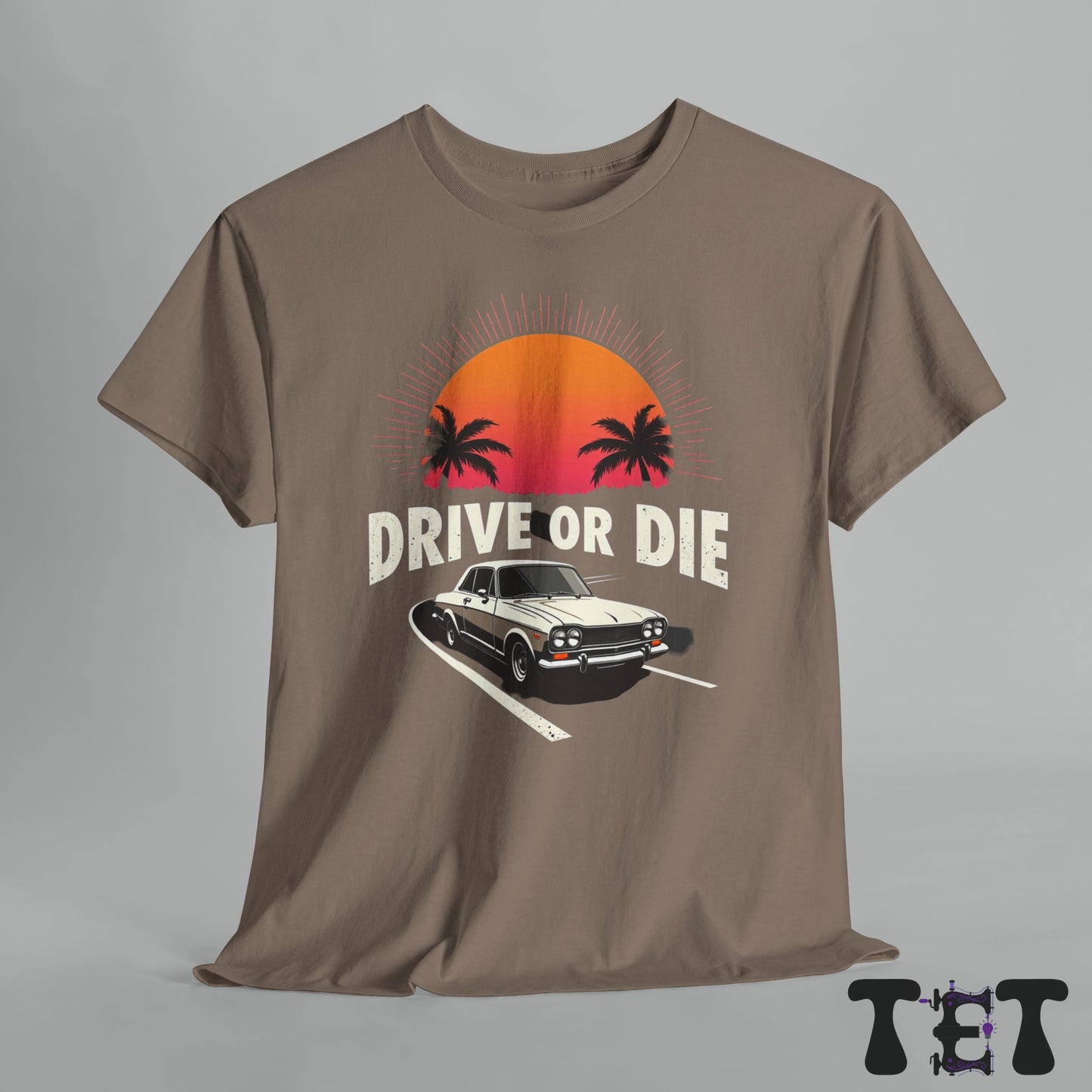Drive or Die  Vintage Car Sunset Tee