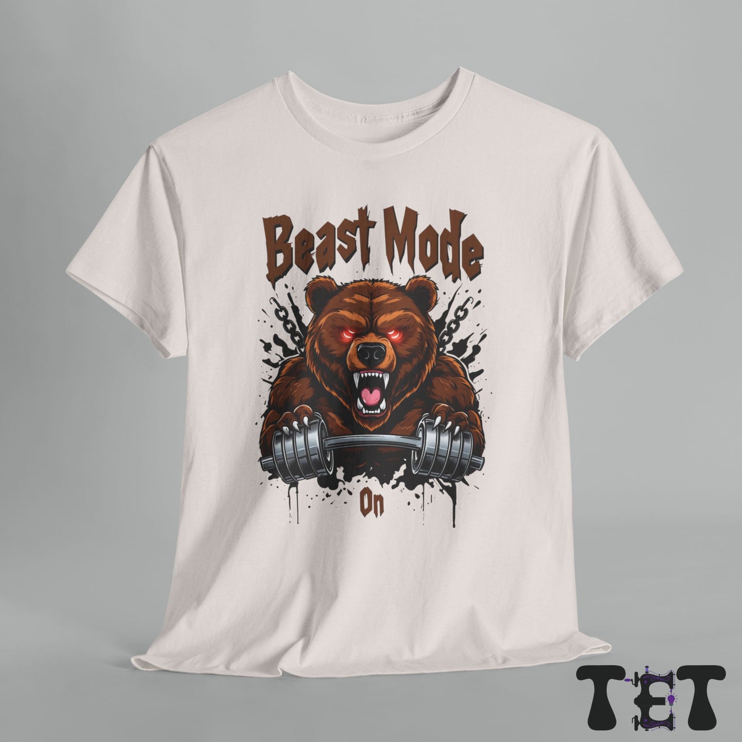 Beige Beast Mode Gym Tee