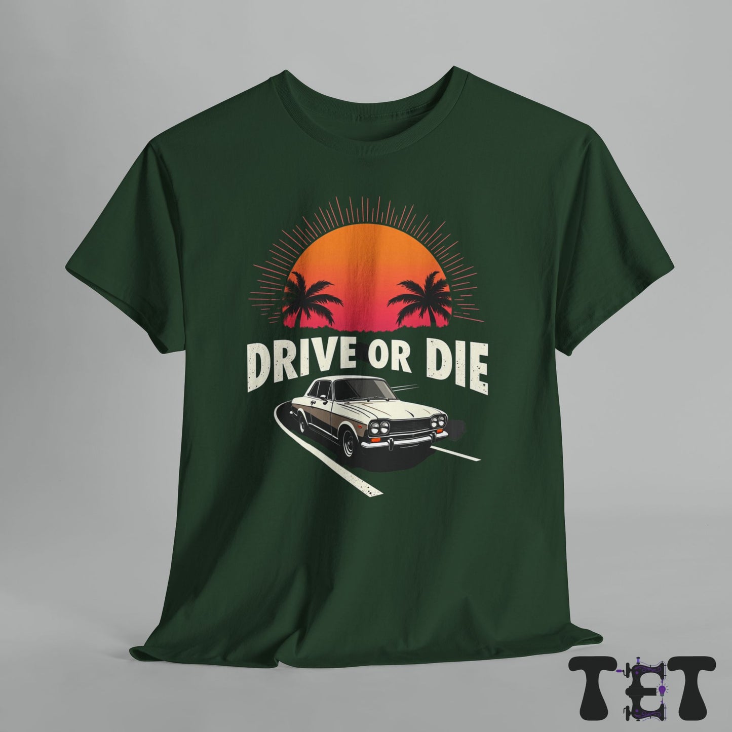 Drive or Die  Vintage Car Sunset Tee