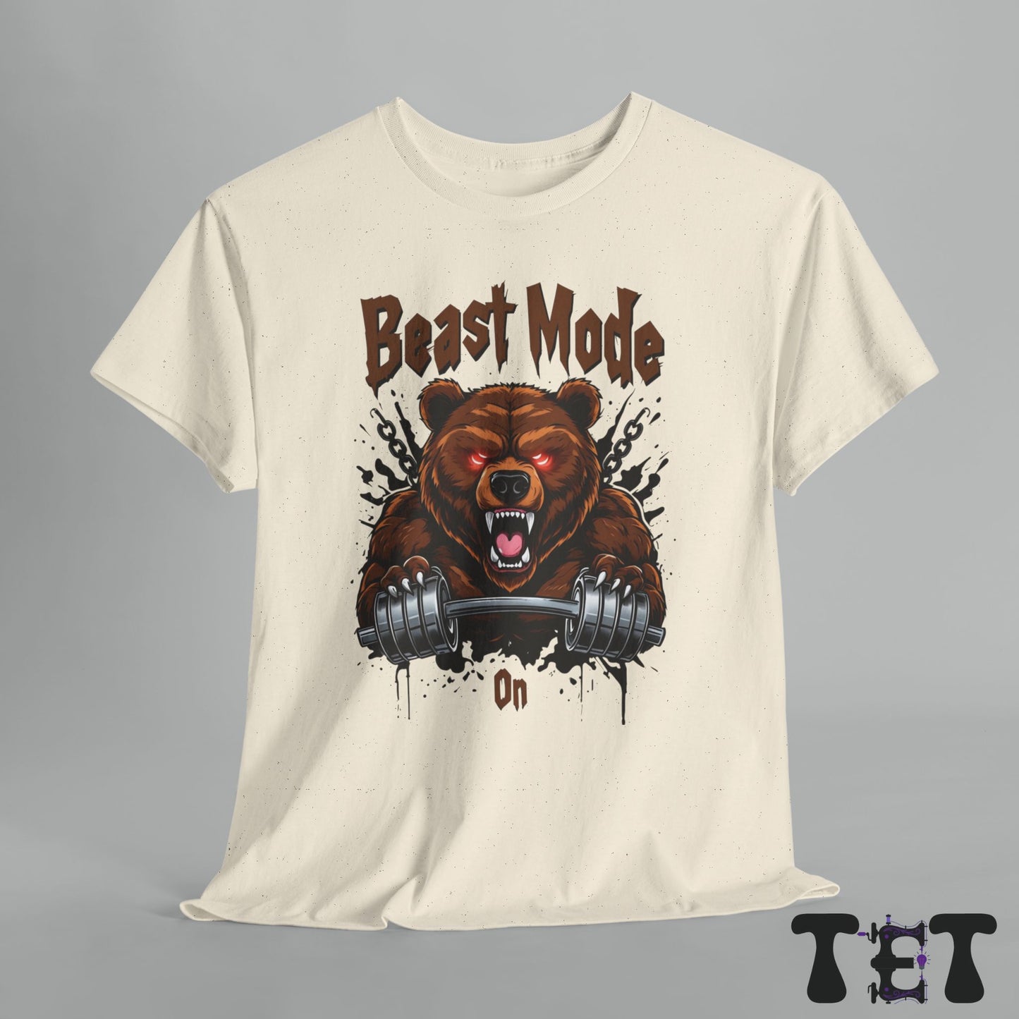 Beige Beast Mode Gym Tee