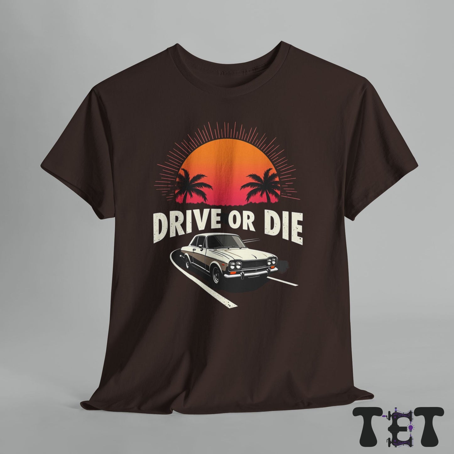 Drive or Die  Vintage Car Sunset Tee